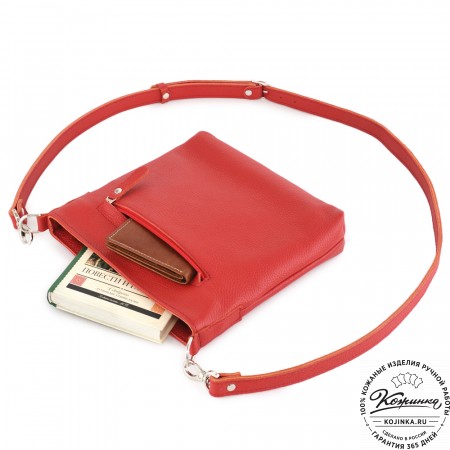  Кожаная сумка "София" (красная)